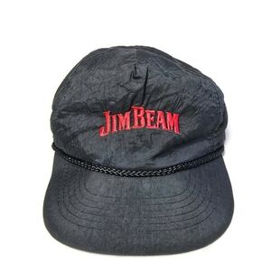 Vintage 90s Jim Beam Drink Beverage Trucker Hat Cap Nylon Black Snapback